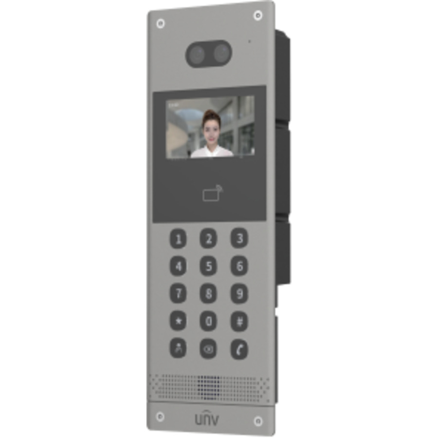 OEU-301E-HMKA ~ UNV Ārējais IP video domofona ieejas panelis ar PoE, RFID nolasītāju un sejas atpazīšanu 15000 kartes zemapmetuma Linux
