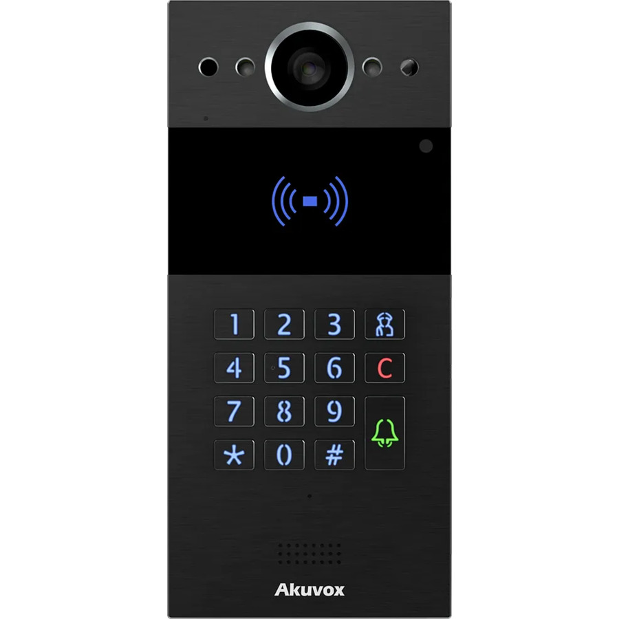 R20K-L Black ~ Akuvox уличная IP вызывная панель видеодомофона с LTE, PoE и RFID считывателем