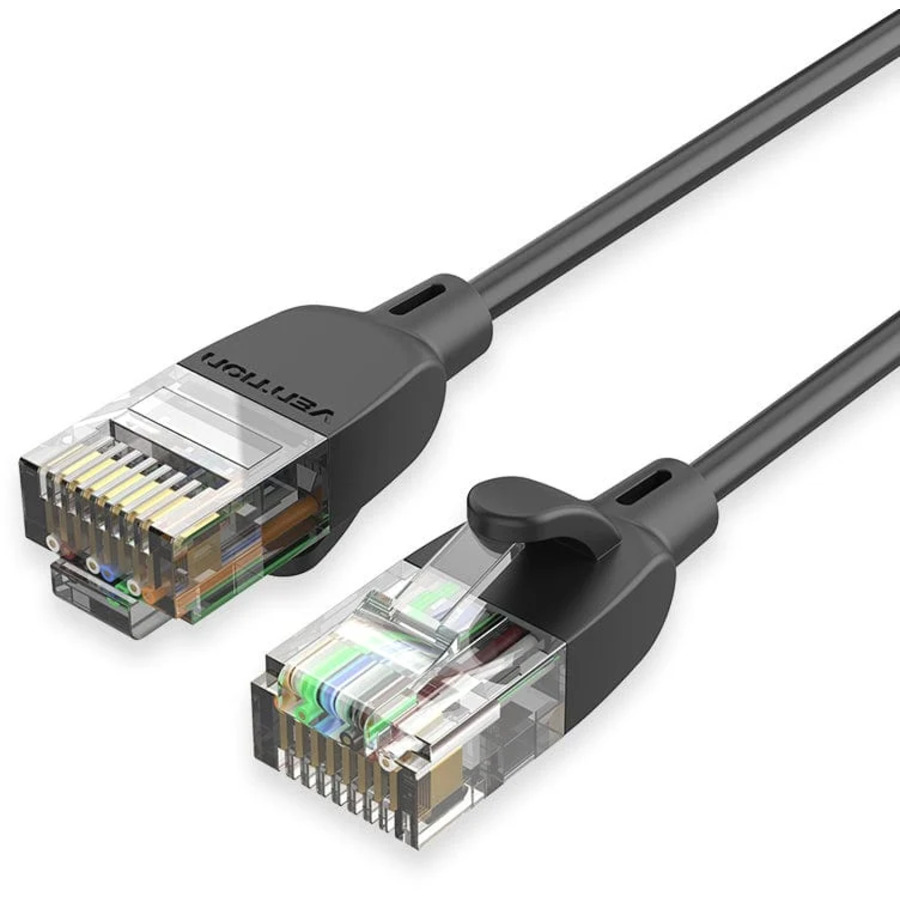 Vention RJ45 kabelis / Patch kabelis Ultra-plāns 1.5m CAT6A (melns)