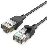 Vention RJ45 kabelis / Patch kabelis Ultra-plāns 5m CAT6A (melns)