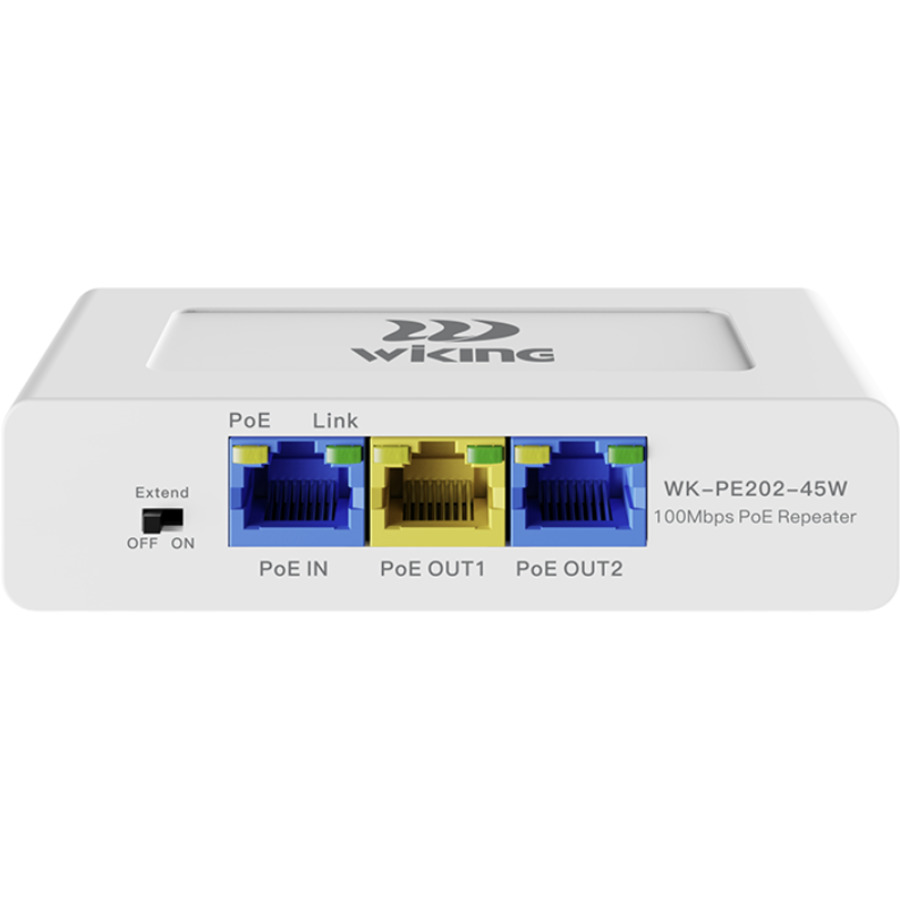 WK-PE202-45W ~ 1x100Mbps Hi-PoE 45W IN, 2x100Mbps PoE+/Hi-PoE 45W Out PoE удлинитель