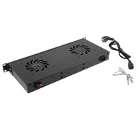 Ventilatoru bloks 19" 1U ~ 2 ventilātori LCD termo-sensors MELNS