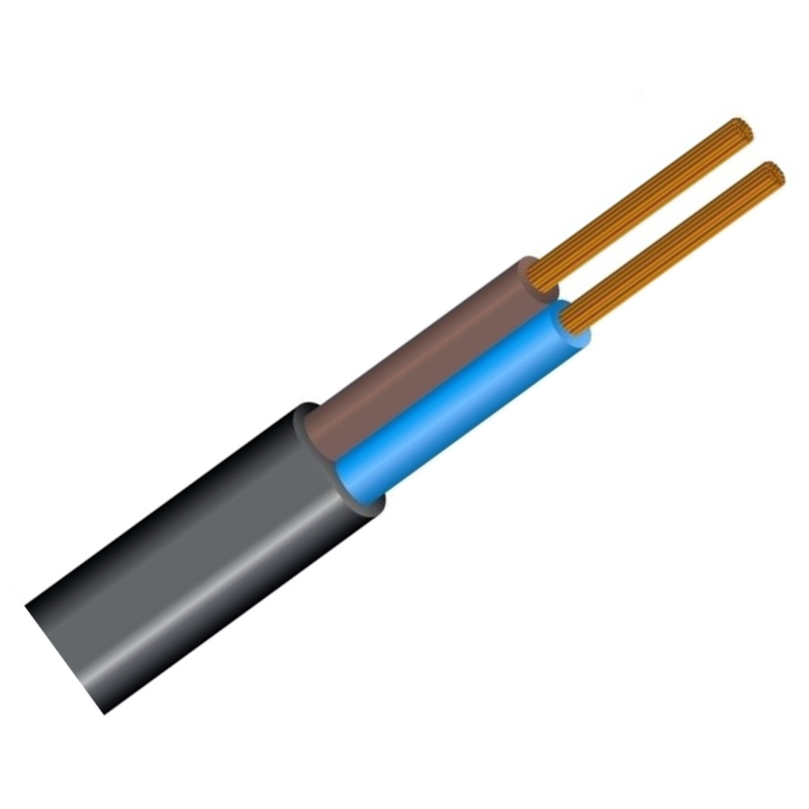 Elektrības kabelis melns 2*1.0 BVV-PLL