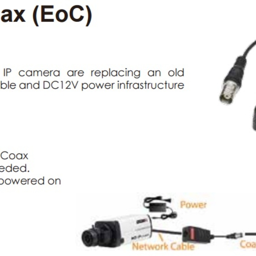 EOC-01 ~ Komplekts ethernet (IP kameru) raidišanai pa koaksiālu 150m