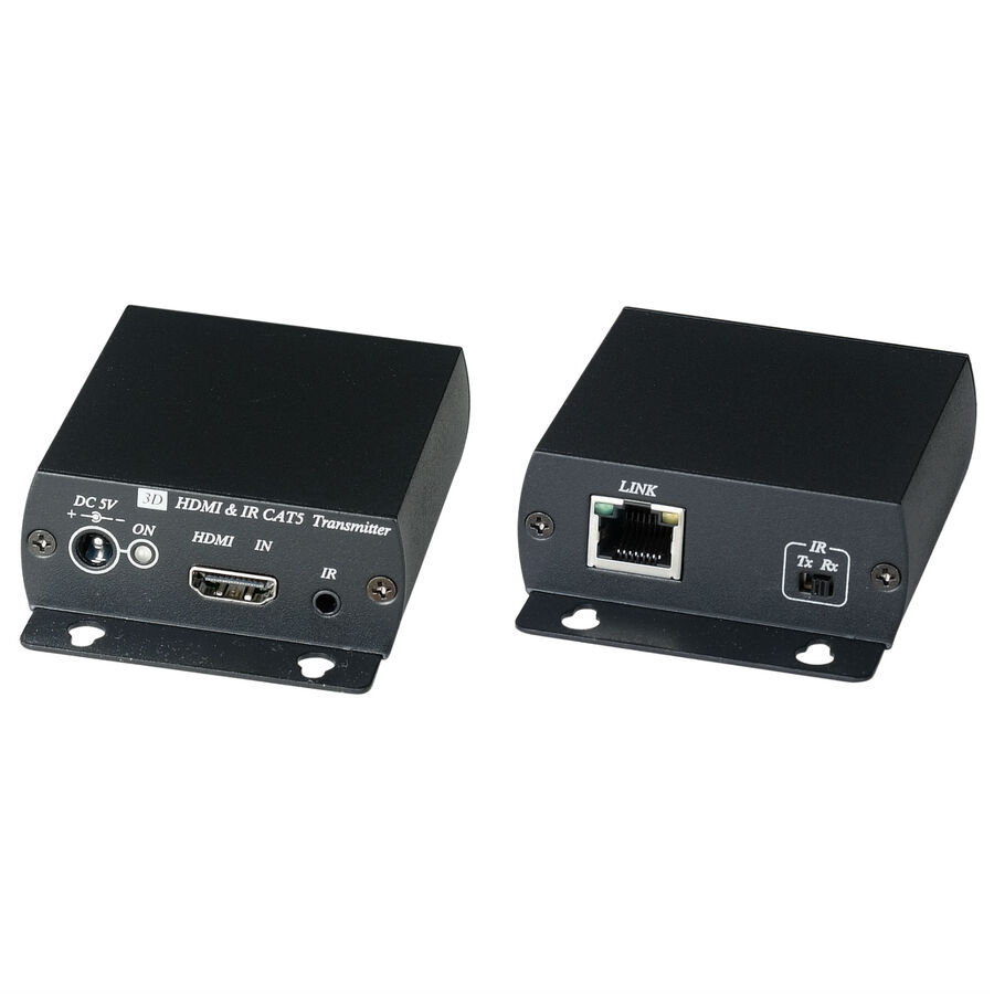 HE01EI ~ HDMI pagarinātājs ar IR atkārtotāju pa diviem vītā pāra kabeļiem (CAT5e) līdz 40m 1080P DC12V