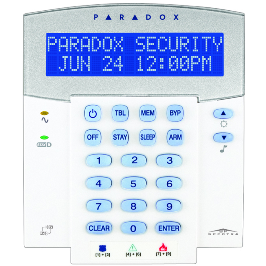 K32LX ~ Проводная текстовая LCD клавиатура с приемником-передатчиком беспроводного сигнала Paradox SP 433МГц