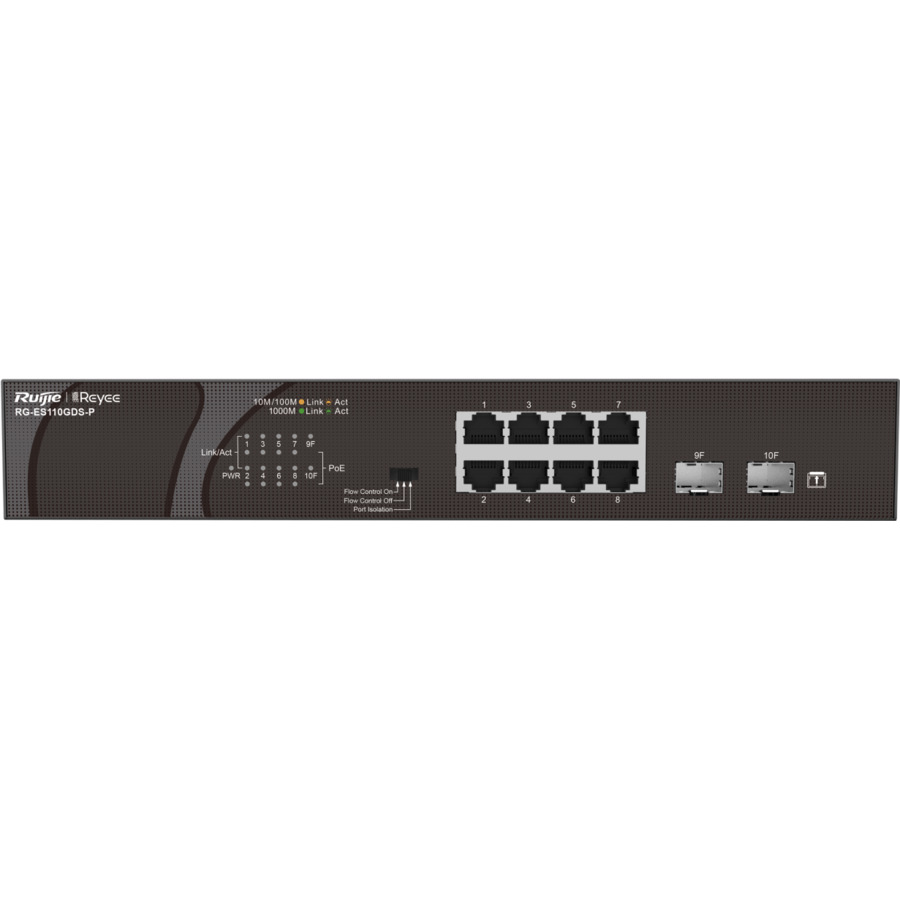 RG-ES110GDS-P ~ Gigabit PoE komutators 8GE(PoE)+2SFP(PoE 120W)