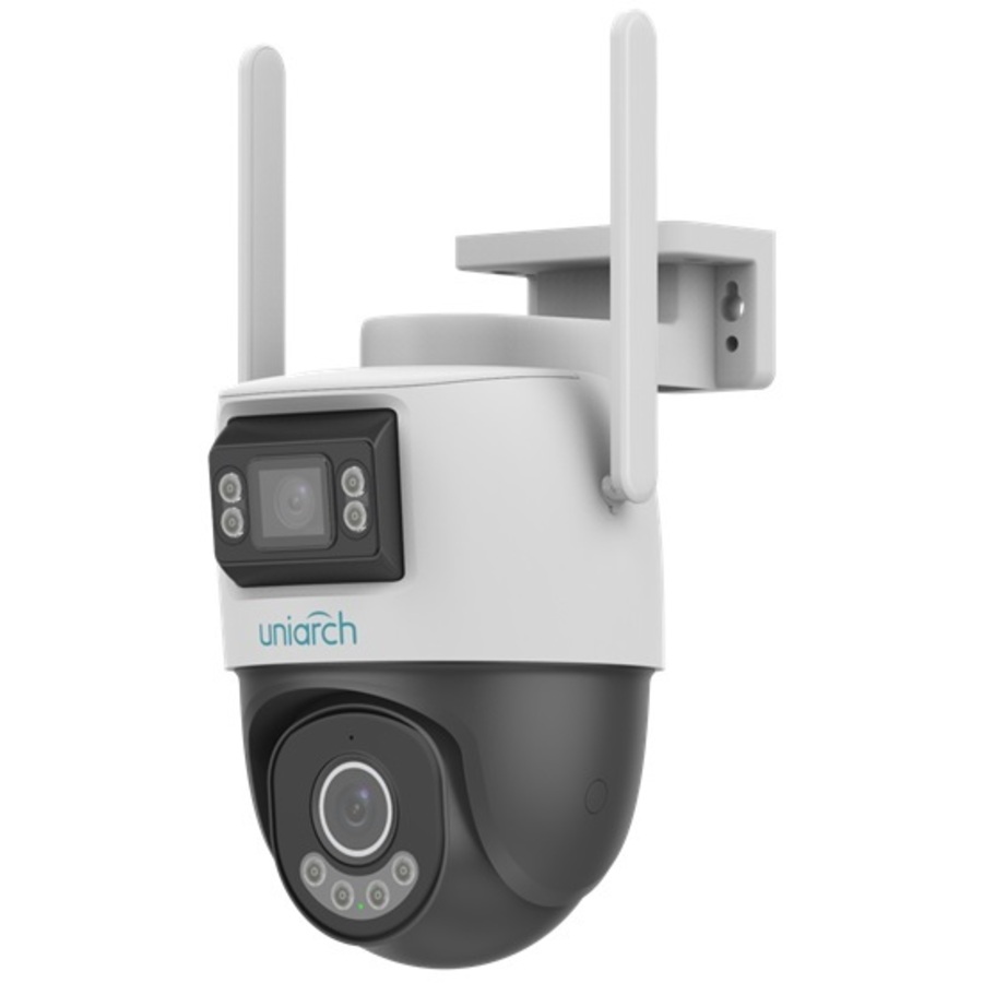 UHO P2S-M33F34 ~ Uniarch WiFi/IP kamera ar diviem objektiviem 3MP 4mm / 3MP 2.8mm (IR + WHITE LED) / Atbalsta UNV NVR