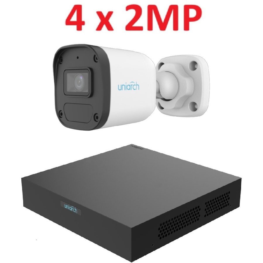 Uniarch 2MP комплект IP видеонаблюдения с PoE (NVR + 4 bullet камеры)
