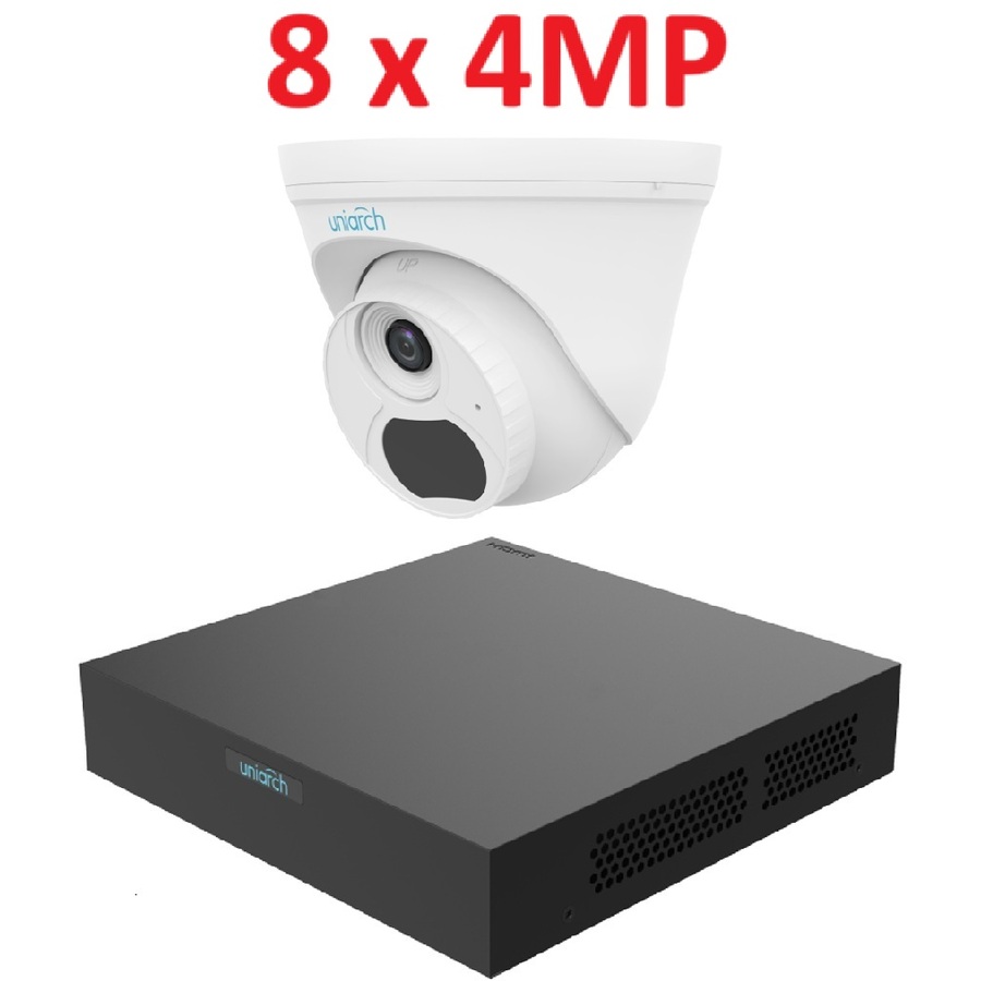 Uniarch 4MP IP videonovērošanas komplekts ar PoE (NVR + 8 kupola kameras)