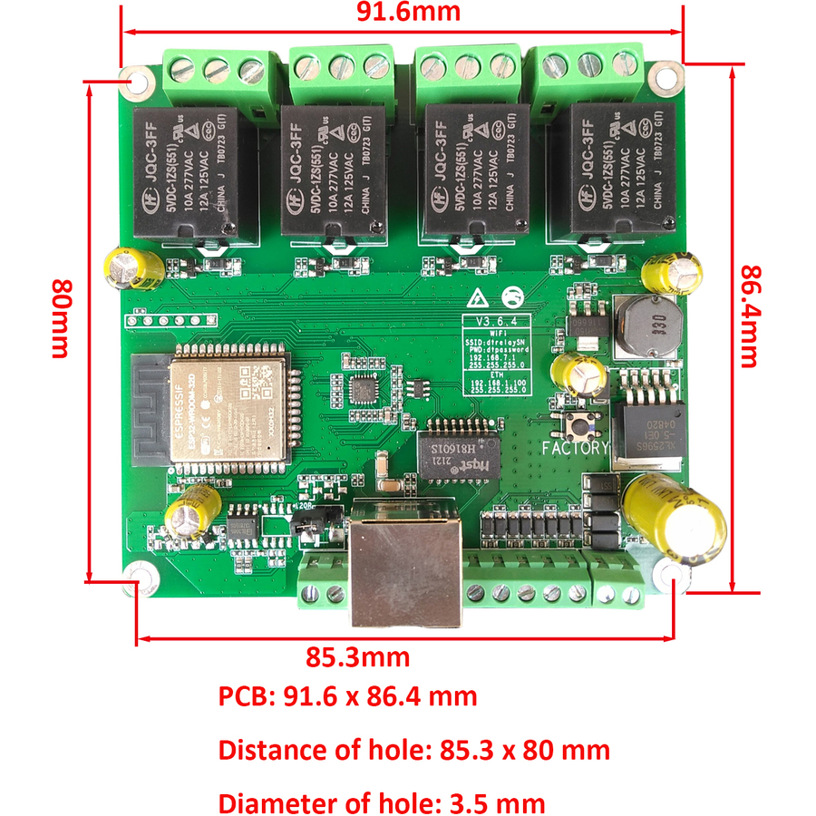 DT-R004 ~ IP/WIFI/CAN 4-х канальная релейная плата для NVR видеорегистраторов