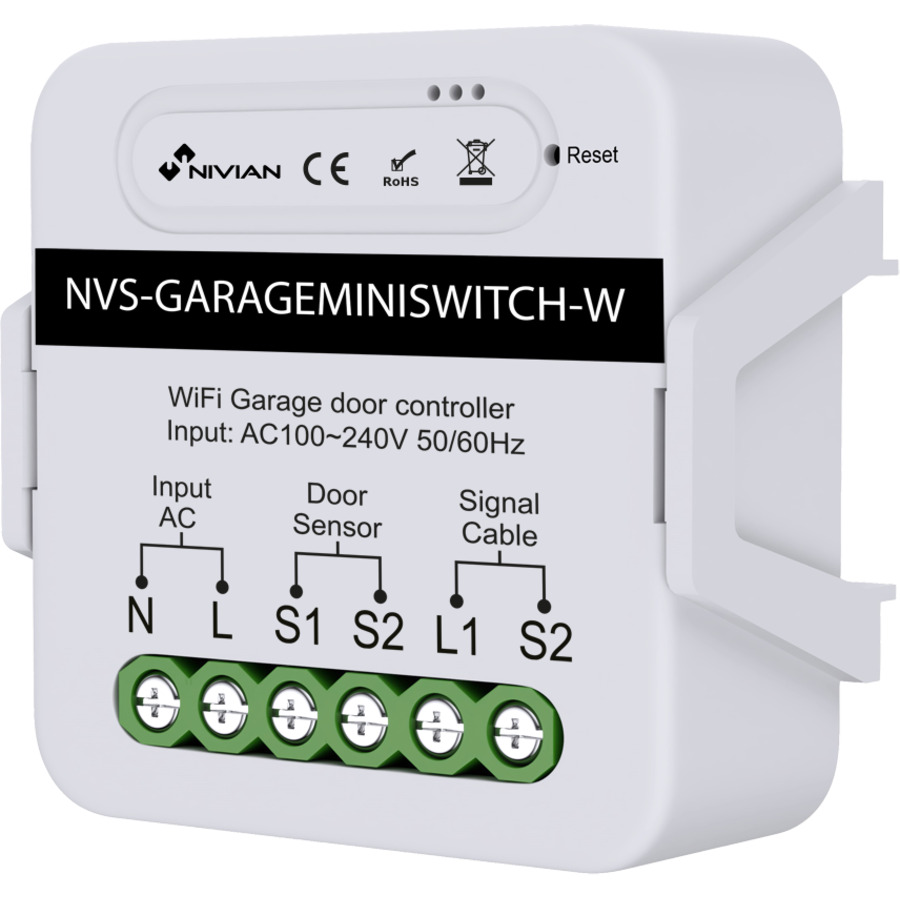 NVS-GARAGEMINISWITCH-W ~ Nivian WiFi+Blueooth умный контроллер для гаражных ворот 10A (Tuya APP)