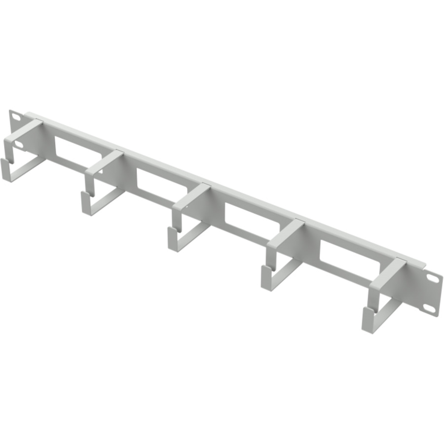 Rack 19" 1U kabeļu organizators 5 metāla gredzeni PELĒKS