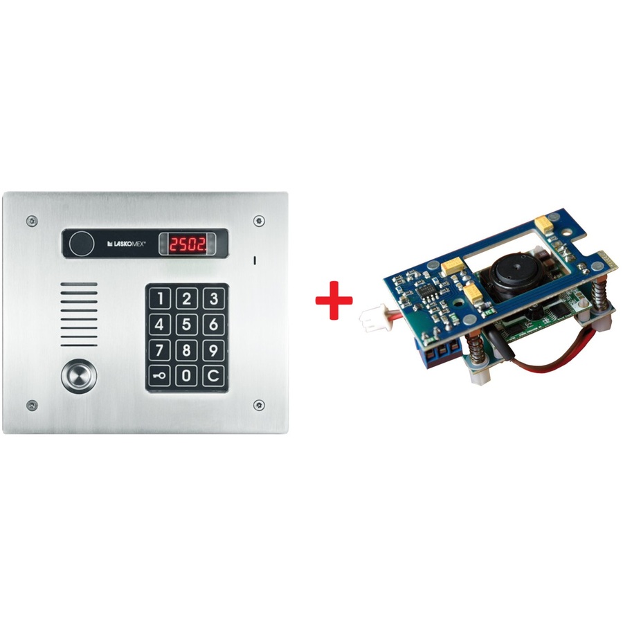 CP-2513TR + KAM-3-1 ~ Многоабонентская вызывная панель аудиодомофона с камерой TM и RFID считывателем врезная Laskomex