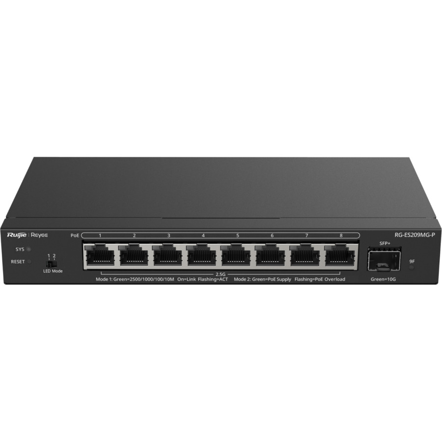 RG-ES209MG-P ~ 2.5G управляемый PoE switch коммутатор 8BE(PoE)+1BE(Uplink) +1SFP+(10G) 130Вт